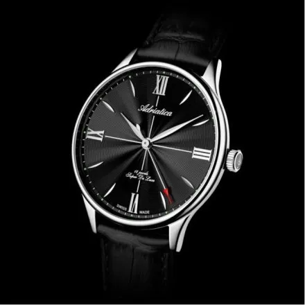 Adriatica Super de Luxe zegarek męski mechaniczny retro czarno-srebrny A1230.5264MXL