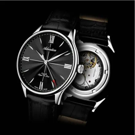 Adriatica Super de Luxe zegarek męski mechaniczny retro czarno-srebrny A1230.5264MXL