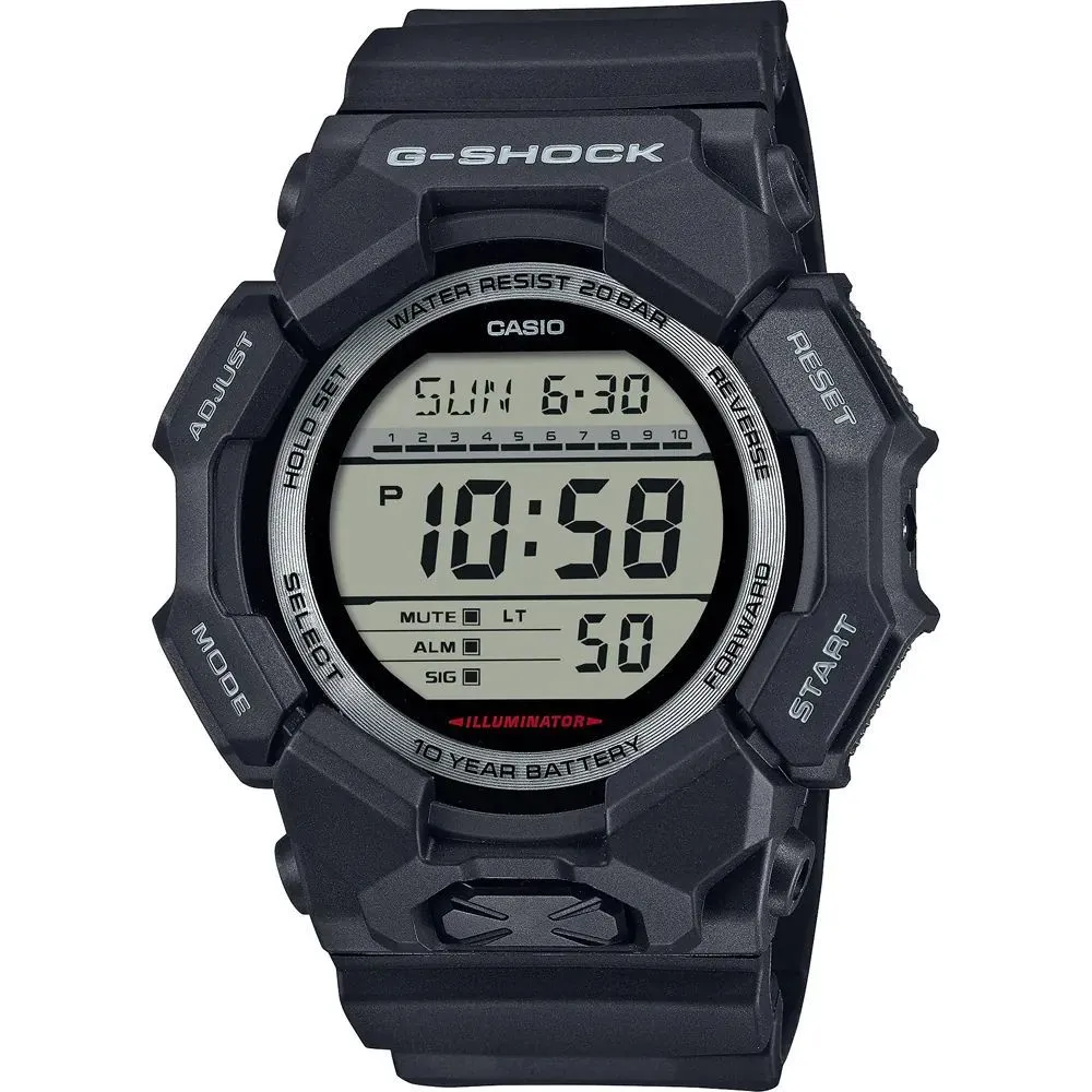 G-SHOCK CASIO メンズ時計 ブラック/シルバー 楽天市場】カシオ G-SHOCK ブラック＆シルバー ガリッシュカラー GA