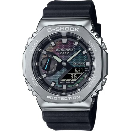 Casio G-SHOCK zegarek srebrny z tęczową tarczą GM-2100RW-1AER