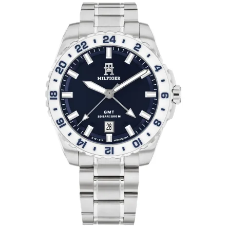 Tommy Hilfiger TH85 GMT zegarek męski granatowy na bransolecie 1792132