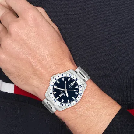 Tommy Hilfiger TH85 GMT zegarek męski granatowy na bransolecie 1792132