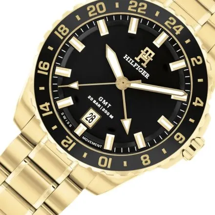 Tommy Hilfiger TH85 GMT zegarek męski złoty na bransolecie 1792133