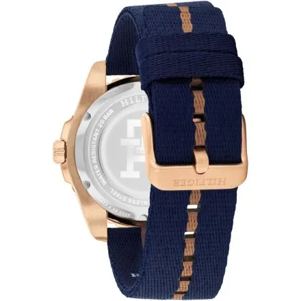 Tommy Hilfiger TH85 GMT zegarek męski złoty na granatowym pasku 1792130