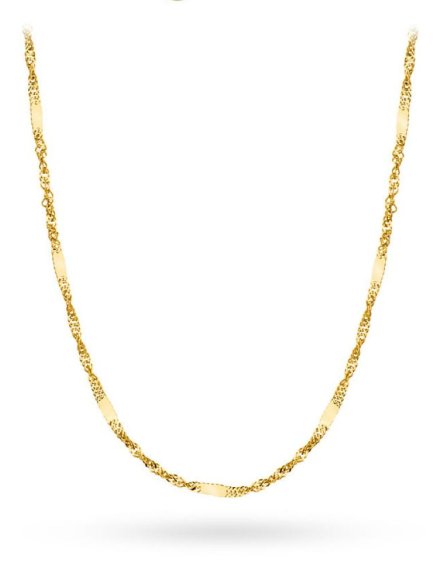 Łańcuszek złoty 38 cm splot singapure z blaszką • Złoto 585 0.81 g