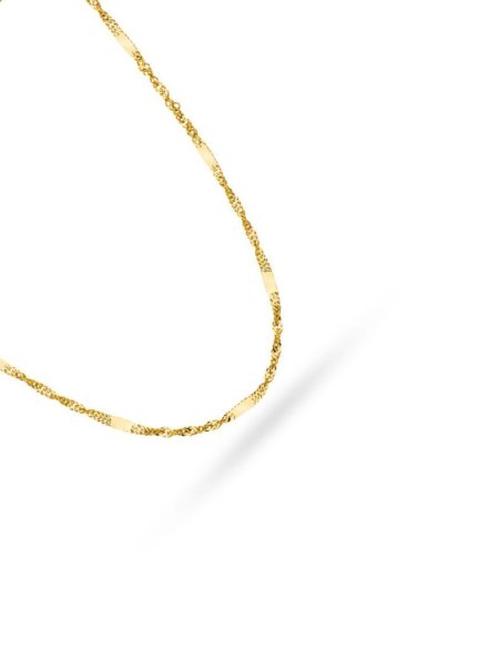 Łańcuszek złoty 38 cm splot singapure z blaszką • Złoto 585 0.81 g