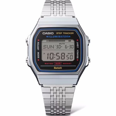 Casio Vintage Bluetooth zegarek retro z krokomierzem srebrny ABL-100WE-1AEF