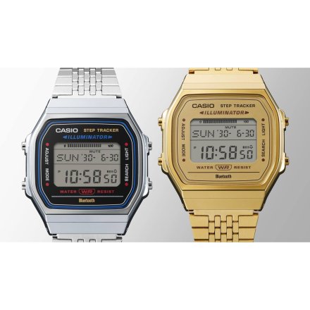 Casio Vintage Bluetooth zegarek retro z krokomierzem srebrny ABL-100WE-1AEF