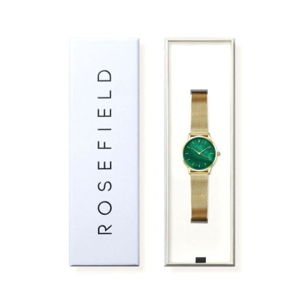 Rosefield Pearl Edit zegarek damski złoty z zieloną tarczą PEGMG-R10