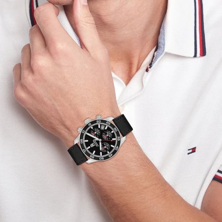 Tommy Hilfiger TH85 zegarek męski na czarnym pasku z chronografem 1792162