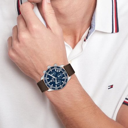 Tommy Hilfiger TH85 zegarek męski na brązowym pasku z chronografem 1792163