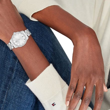 Tommy Hilfiger TH85 zegarek damski srebrny z kryształkami 1782757