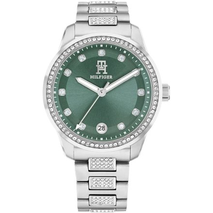Tommy Hilfiger TH85 zegarek damski z kryształkami i zieloną tarczą 1782759