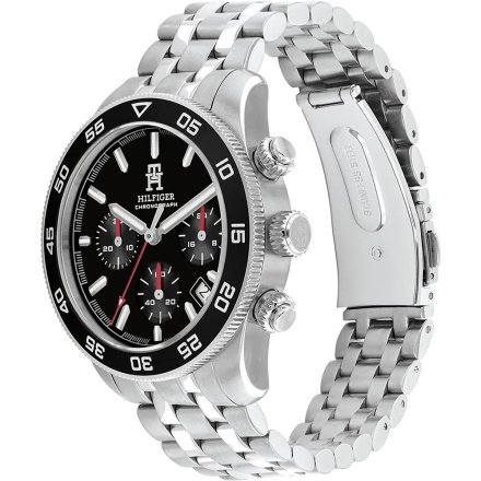 Tommy Hilfiger TH85 zegarek męski srebrny z czarnym pierścieniem 1792156
