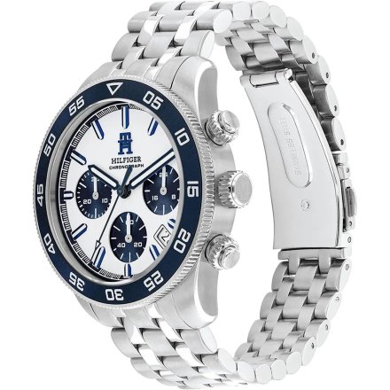 Tommy Hilfiger TH85 zegarek męski srebrny z granatowym pierścieniem 1792157