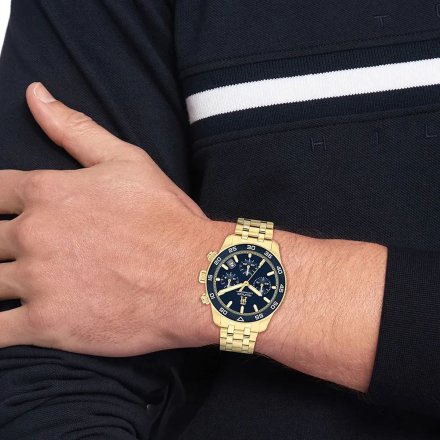 Tommy Hilfiger TH85 zegarek męski złoty z granatową tarczą 1792158