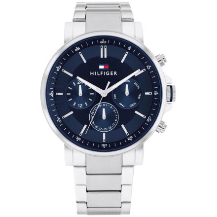 Tommy Hilfiger Tyson zegarek męski srebrny z granatowym tarczą 1710588