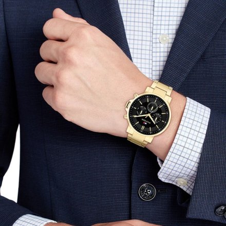 Tommy Hilfiger Tyson zegarek męski złoty z czarną tarczą 1710589