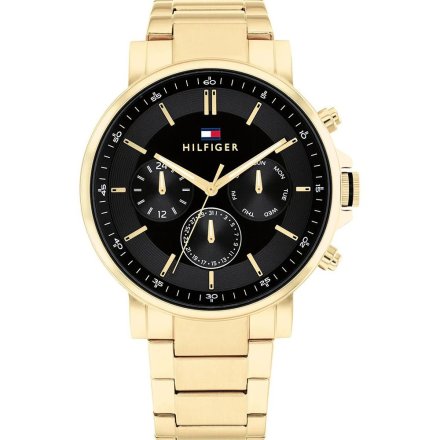 Tommy Hilfiger Tyson zegarek męski złoty z czarną tarczą 1710589