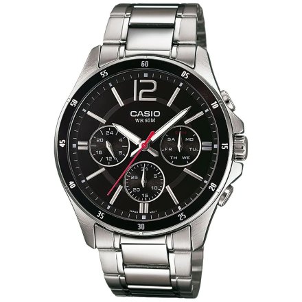 Casio Classic zegarek z czarną tarczą z multidatownikiem MTP-1374PD-1AVEF