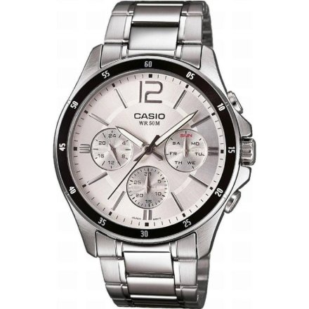 Casio Classic zegarek z czarno-srebrny tarczą z multidatownikiem MTP-1374PD-7AVEF