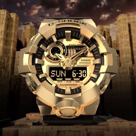Casio G-SHOCK zegarek złoty z czarnym paskiem GM-700G-9AER