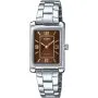Casio Classic srebrny zegarek damski na bransoletce z brązową tarczą LTP-1234DD-5AEF