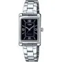 Casio Classic srebrny zegarek damski na bransoletce z czarną tarczą LTP-1234DD-1AEF