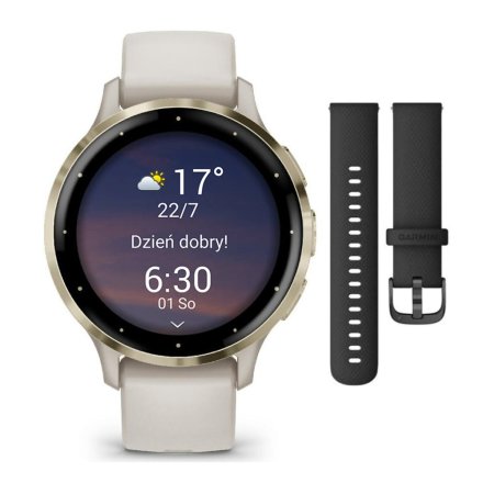 Garmin Venu 3S złoty beżowy + czarny pasek 010-02785-04-ZESTAW