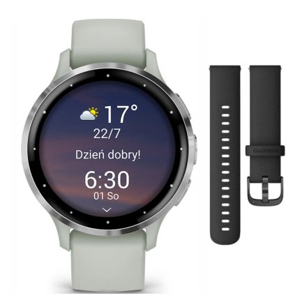 Garmin Venu 3S srebrny + czarny pasek 010-02785-01-ZESTAW