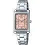 Casio Classic zegarek damski prostokąt srebrny z różową tarczą LTP-1234DD-4A