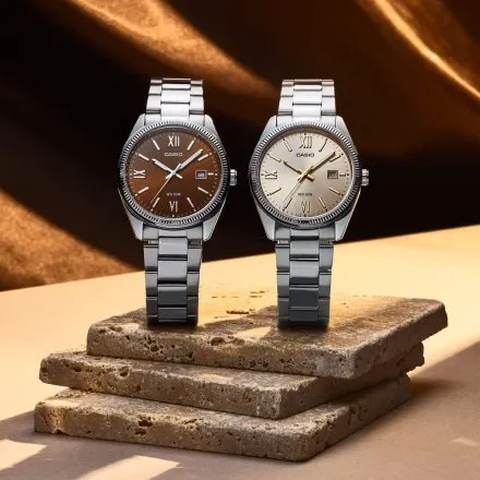 Casio Classic zegarek srebrny na bransolecie z brązową tarczą MTP-1302DD-5AVEF