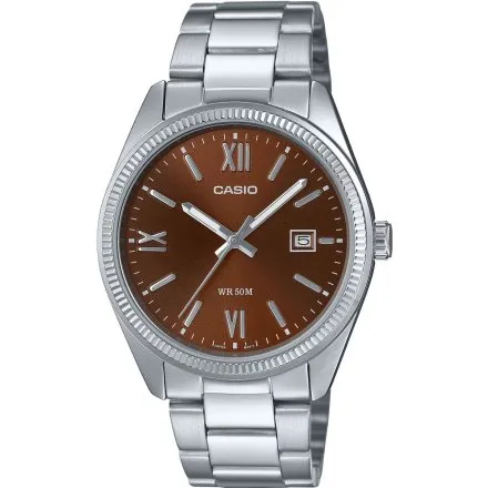 Casio Classic zegarek srebrny na bransolecie z brązową tarczą MTP-1302DD-5AVEF