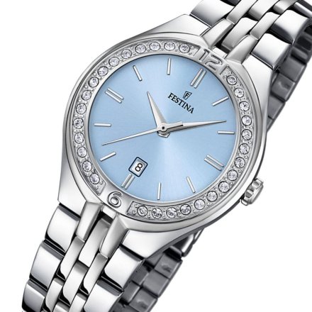 Festina Mademoiselle zegarek damski srebrny błękitna tarcza 16867/4