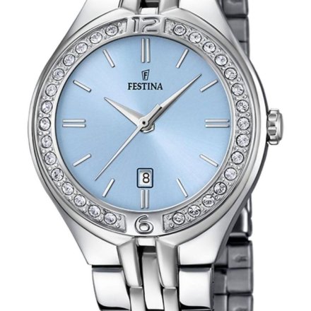 Festina Mademoiselle zegarek damski srebrny błękitna tarcza 16867/4