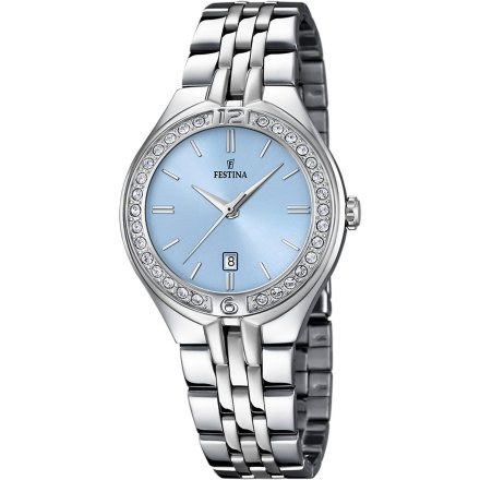 Festina Mademoiselle zegarek damski srebrny błękitna tarcza 16867/4