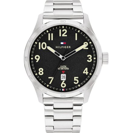 Tommy Hilfiger Forrest zegarek męski srebrny z czarna tarczą 1710594
