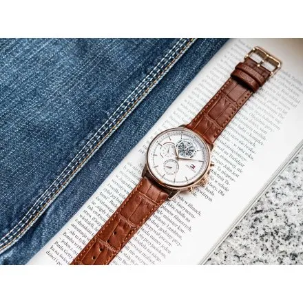 Tommy Hilfiger Stewart zegarek męski na pasku z białą tarczą 1710606