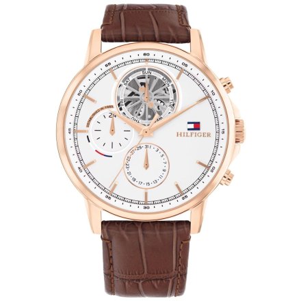Tommy Hilfiger Stewart zegarek męski na pasku z białą tarczą 1710606