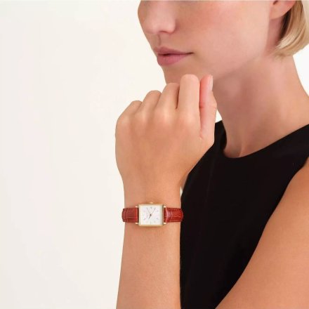 Rosefield Boxy XS zegarek damski złoty z brązowym paskiem QWBLG-Q55 