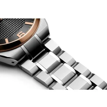 Adriatica zegarek męski srebrny z różowozłota otoczka i czarna tarcza A8343.R156Q