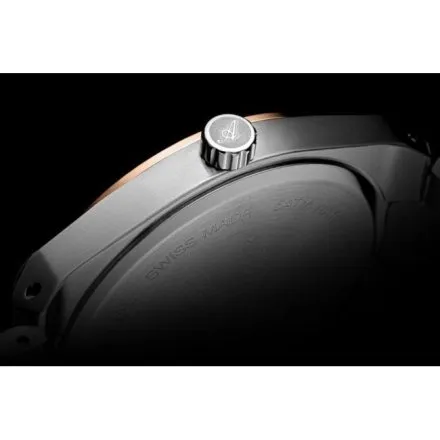 Adriatica zegarek męski srebrny z różowozłota otoczka i czarna tarcza A8343.R156Q