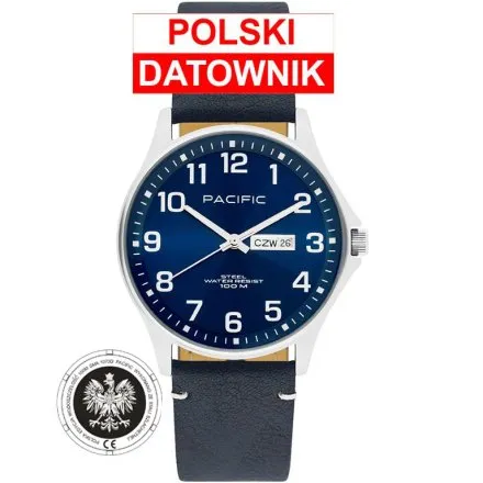 Pacific Polska SMA-1073D-02 granatowy męski zegarek z orłem i polskim datownikiem