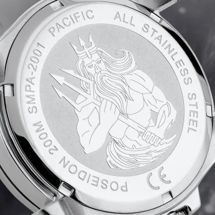 Pacific Poseidon SMPB-2001-01 czarny męski zegarek na bransolecie wodoodporny 200M