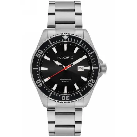 Pacific Poseidon SMPB-2001-01 czarny męski zegarek na bransolecie wodoodporny 200M