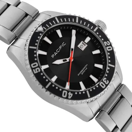 Pacific Poseidon SMPB-2001-01 czarny męski zegarek na bransolecie wodoodporny 200M