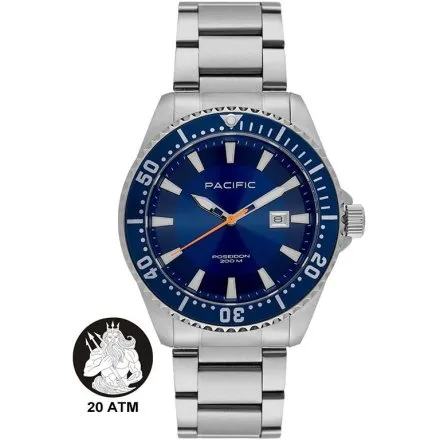 Pacific Poseidon SMPB-2001-02 niebieski męski zegarek na bransolecie wodoodporny 200M