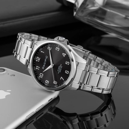 Srebrny męski zegarek na bransolecie PACIFIC SSMB-1102-02