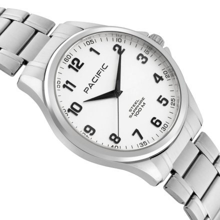 Srebrny męski zegarek na bransolecie PACIFIC SSMB-1102-01
