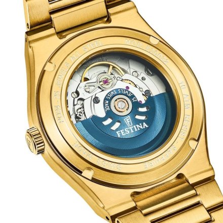 Festina Swiss Made 20032/2 Zegarek Męski Automatyczny złoty ze złotą tarczą